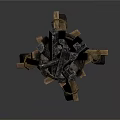 Ornate Medieval Iron Throne Decorative Piece On Wooden Tripod Stand