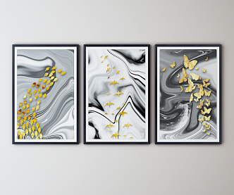 New Chinese abstract painting hanging painting 3d model