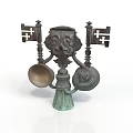 Intricate Sculptural Carving With Bronze Base Cross Symbols And Spherical Details