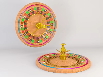 Decorative Wooden Clock With Colorful Dial And Gold Plated Accents 3d model