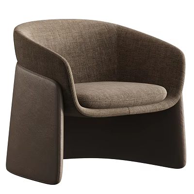 Modern Single Chair With Gray Fabric Upholstery And Dark Armrest Base 3d model