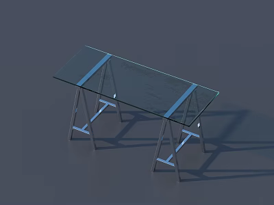 Modern Glass Top Table With Sleek Metal Frame And Stable Structure Design 3d model