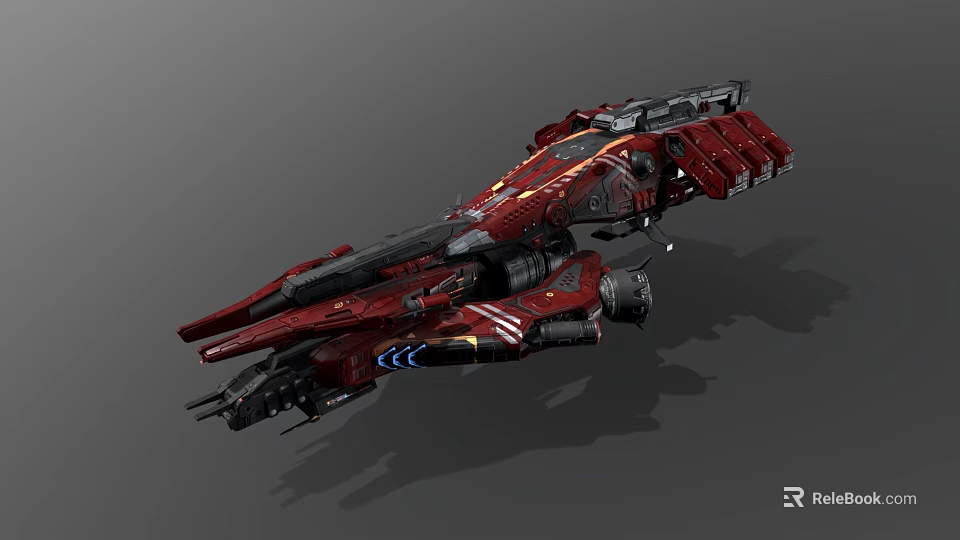 Red Futuristic Spacecraft With Detailed Structure And Advanced Design For Cosmic Travel 3d model