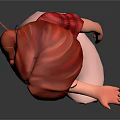 Red Haired Girl Character With Red Plaid Shirt And White Skirt On Gray Background