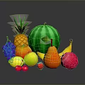 Fresh Assorted Fruits Including Pineapple Watermelon Grapes Pears Bananas Cherries And Strawberries On Dark Background