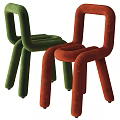 Modern Black And White Leisure Chairs With Velvet Upholstery And Curved Lines