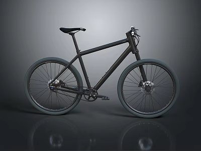 Sleek Modern Dark Bicycle Featuring Simple Frame And Large Shiny Wheels 3d model
