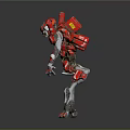Red And Silver Armored Mech Robot With Mechanical Structure And Back Thrusters 3d model