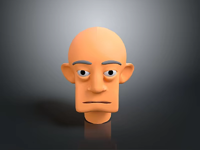 bald face head face cartoon image animation test expression avatar character virtual image simplified image face cartoon handsome boy 3d model