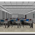Modern Public Office Space With Cubicles Computers Office Chairs And Neat Layout 3d model