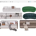 Modern Sofa Set Collection With Various Styles Colors Cushions And Throws 3d model