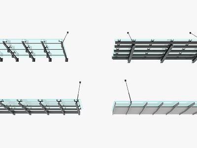 Modern Glass Awning With Metal Support Structure For Outdoor Spaces Design 3d model
