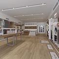 LITAO SHI Showroom Interior With Wooden Display Tables And Product Exhibits