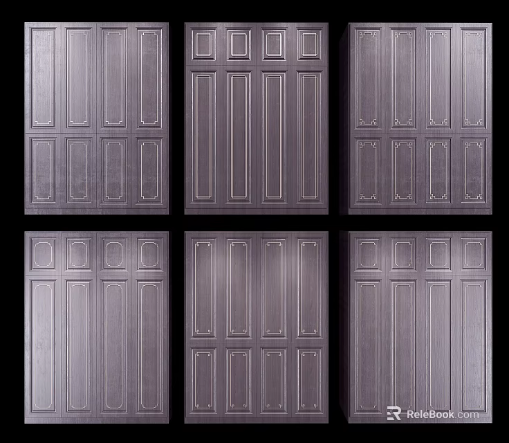 Modern Wardrobe Door Panel Designs Featuring Different Patterns And Decorative Lines 3d model 