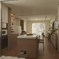 Soft Cream Tone Open Plan Living And Dining Room With Warm Solid Wood Furnishings