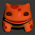 Cute Red Game And Movie Character With Purple Back Round Eyes And Spots