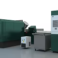 Green Modern Industrial Equipment With Control Panel Display Screen Storage Cabinets And Waste Bins