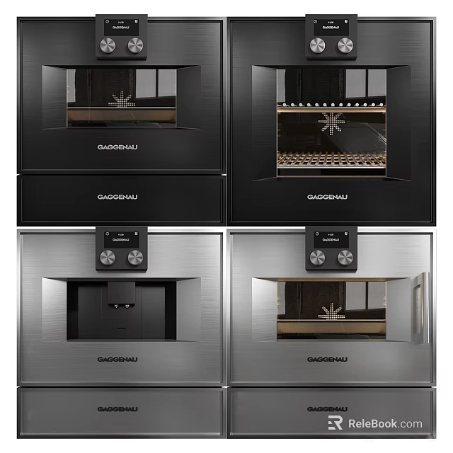GUDERSHAU Built in Kitchen Appliances with Control Panels in Black and Silver 3d model 