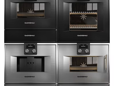 GUDERSHAU Built in Kitchen Appliances with Control Panels in Black and Silver 3d model