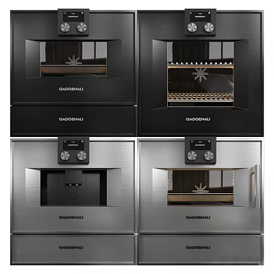 GUDERSHAU Built in Kitchen Appliances with Control Panels in Black and Silver 3d model