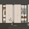 Modern Wardrobe Interior Design With Glass Panel Doors And Built in Lighting 3d model