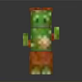 Pixel Style Green Character Decorative Figurine With Red Hat And Orange And Green Block Body