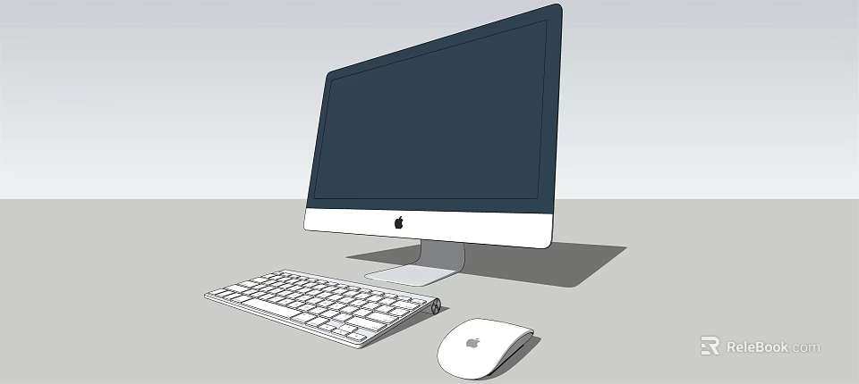 Sleek Apple iMac Desktop Setup With Monitor Keyboard And Wireless Mouse 3d model 