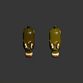 Two Brown And Light Brown Reindeer Toys With Red Noses Red Collars And Yellow Ornaments