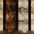 Modern Decorative Wall Panels with Various Marble Textures and Ambient Lighting Design 3d model