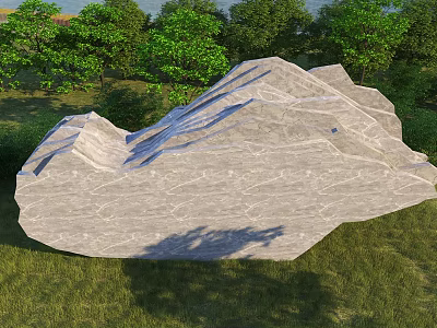 Natural Stone Hinged Door For Outdoor Garden With Green Grass And Trees 3d model
