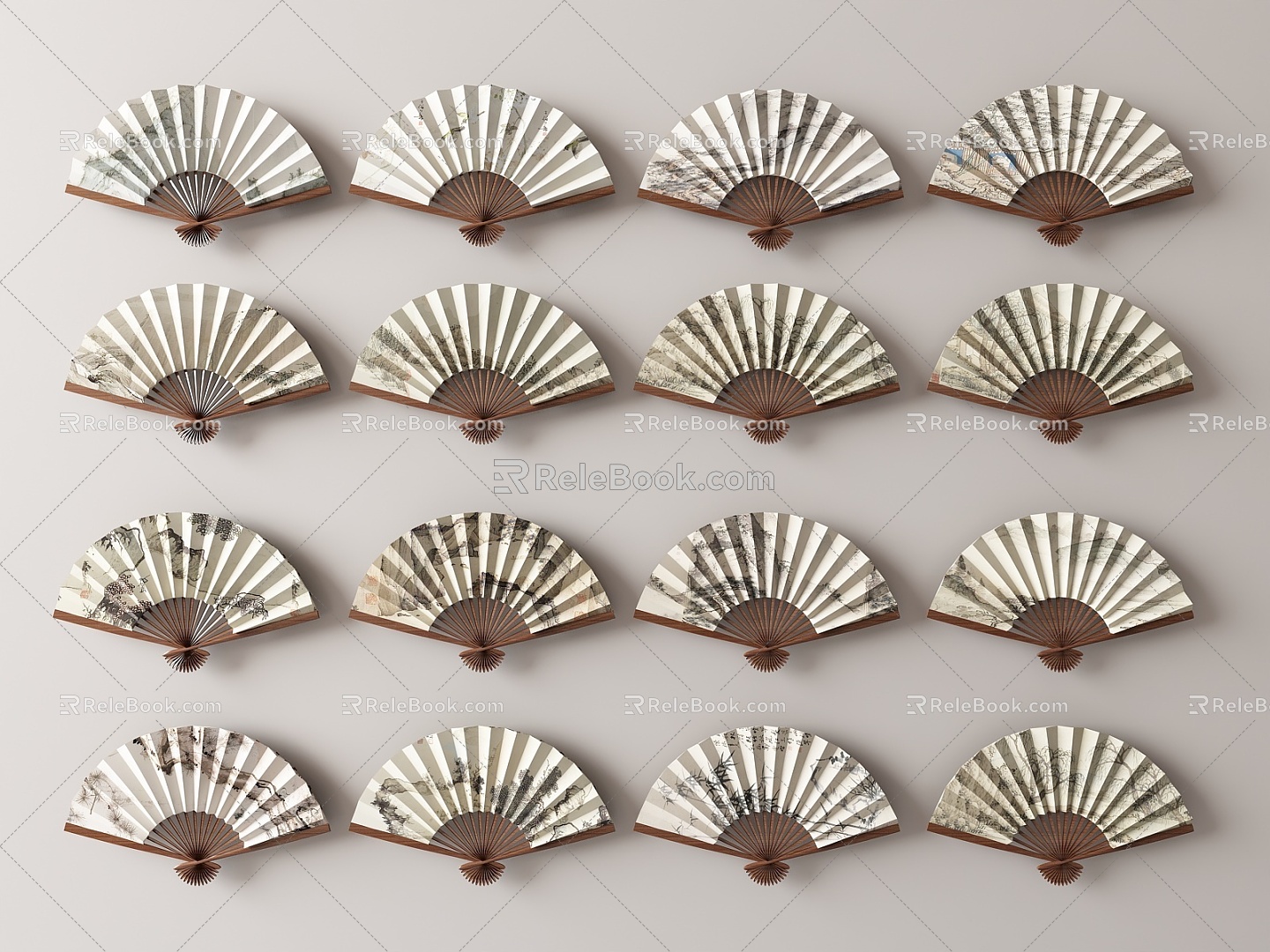 New Chinese style fan wall decoration pendant 3d model