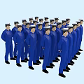 Group of Uniformed Personnel in Blue Uniforms With White Caps Standing in Formation