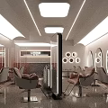 Bright Modern Minimalist Beauty Hair Salon Interior Design With Stylish Comfortable Chairs And Illuminated Mirrors