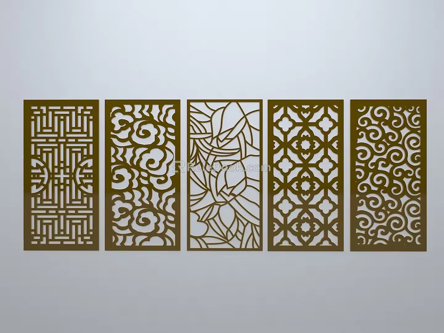 Chinese-style window grilles line silhouette pane window sill border engraved window edge strip construction 3d model