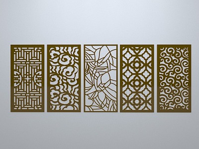 Chinese-style window grilles line silhouette pane window sill border engraved window edge strip construction 3d model