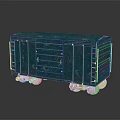 Detailed Vintage Blue Cargo Train Car Model With Metal Ladders And Wheels