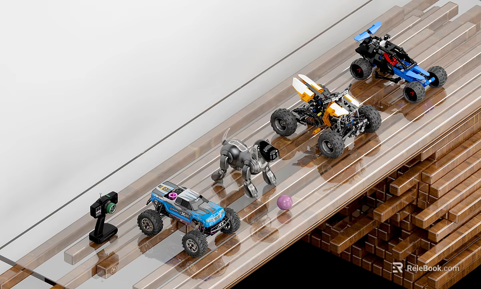 Electric Toy Off Road Cars With Multiple Colors And Design On Racing Track 3d model 