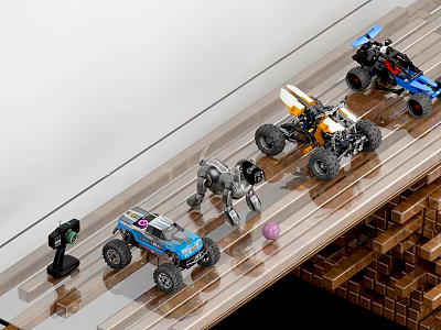 Electric Toy Off Road Cars With Multiple Colors And Design On Racing Track 3d model