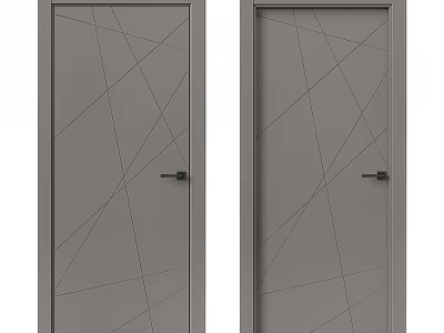 Grey Swing Doors With Geometric Line Patterns For Modern Interior Design 3d model
