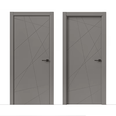 Grey Swing Doors With Geometric Line Patterns For Modern Interior Design 3d model