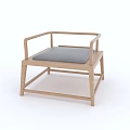 Simple Wooden Frame Leisure Chair With Gray Cushion And Armrests For Home Use