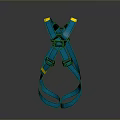 Practical Blue Safety Harness With Yellow Accents Adjustable Straps And Buckles