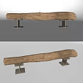 Wooden Public Chair With Natural Texture And Metal Legs Modern Design