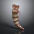 Traditional Horn Shaped Container With Decorative Bands And Arrows For Home Decor
