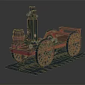 Vintage Brick Built Steam Locomotive Model With Red Black Large Wheels And Track