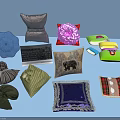 Decorative Pillows with Various Patterns Colors and Designs for Home Decor 3d model