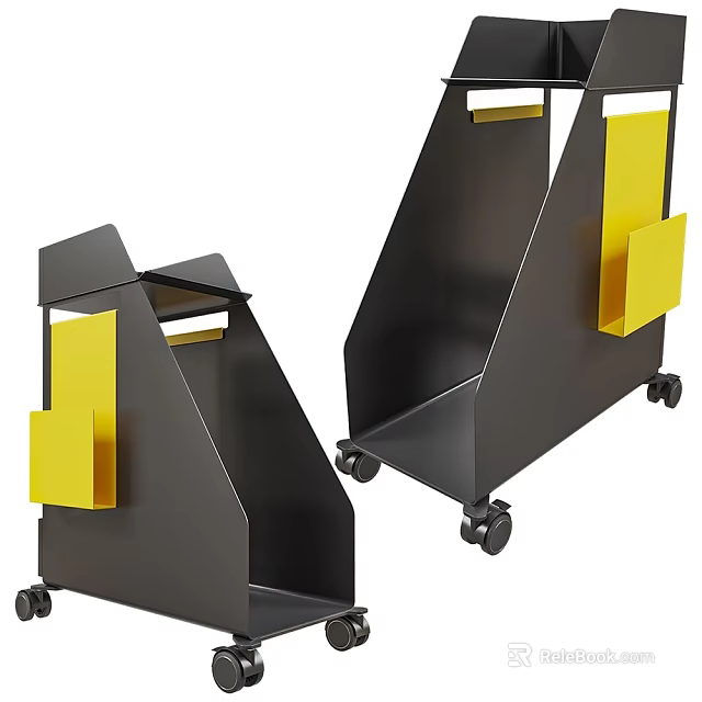 Modern Black and Yellow Storage Baskets with Wheels for Home Organization 3d model 