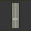 Urban Road Design With Two Way Lanes Zebra Crossing Street Lamps And Green Belts