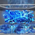 Futuristic Interactive Digital Exhibition Space With 3D City Models And LED Screens