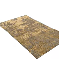 Square Rug with Gold and Gray Textured Pattern for Modern Home Decor